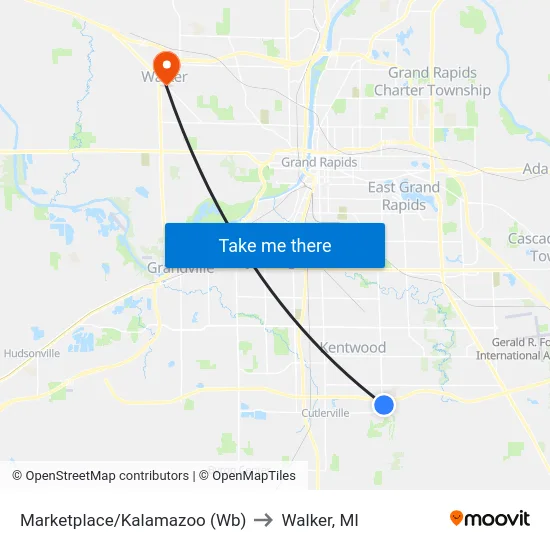 Marketplace/Kalamazoo (Wb) to Walker, MI map