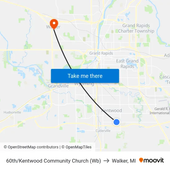 60th/Kentwood Community Church (Wb) to Walker, MI map