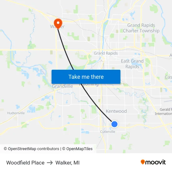 Woodfield Place to Walker, MI map