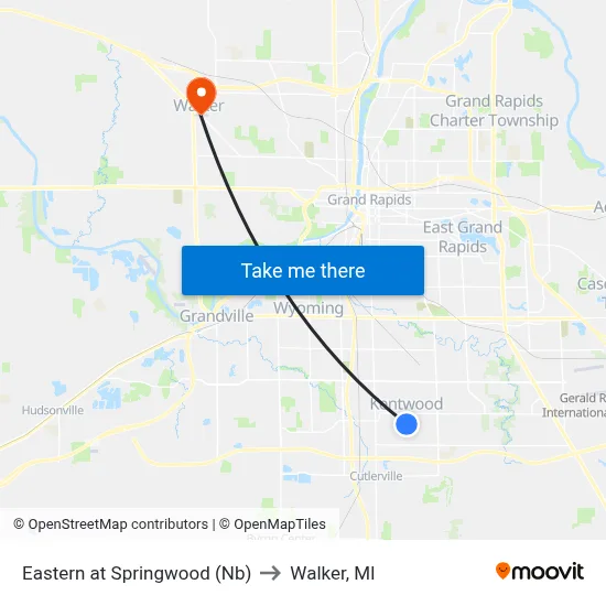 Eastern at Springwood (Nb) to Walker, MI map