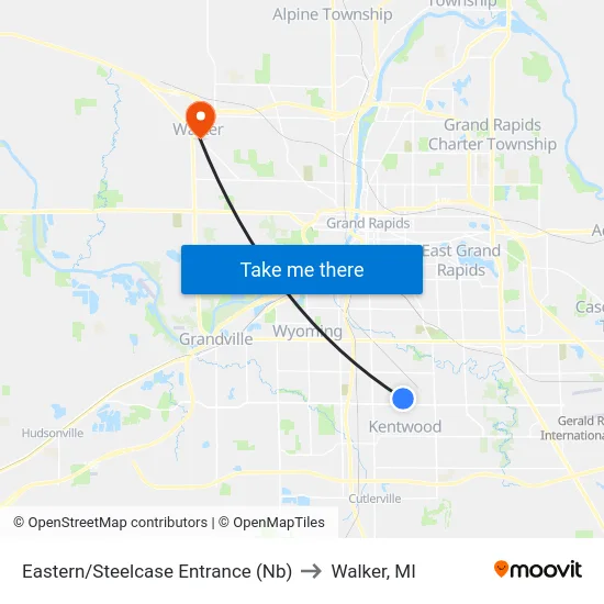 Eastern/Steelcase Entrance (Nb) to Walker, MI map