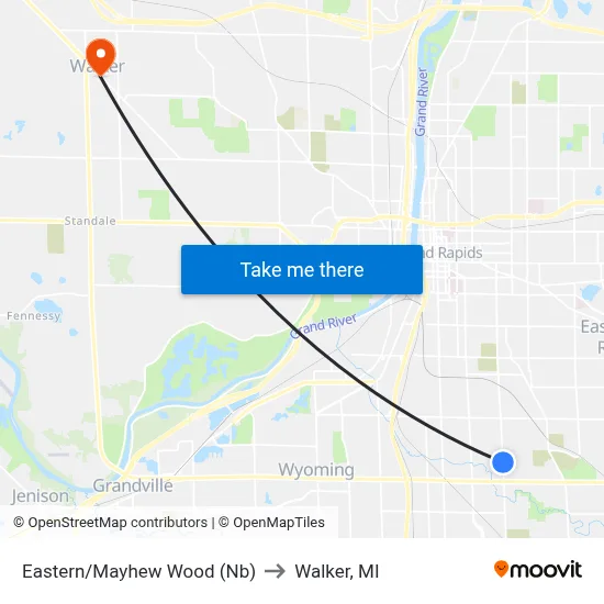 Eastern/Mayhew Wood (Nb) to Walker, MI map