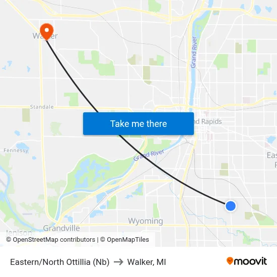 Eastern/North Ottillia (Nb) to Walker, MI map