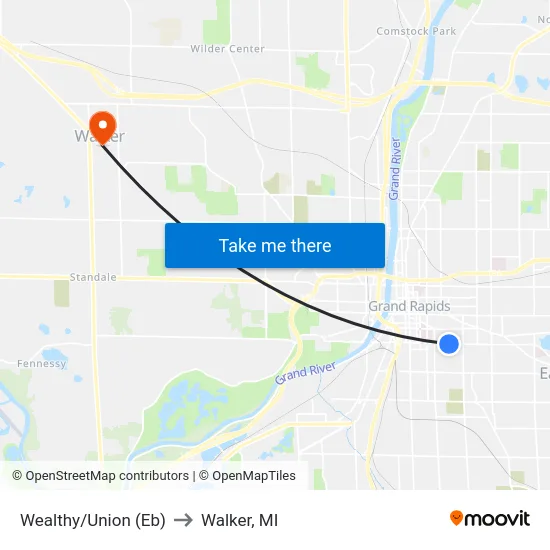 Wealthy/Union (Eb) to Walker, MI map