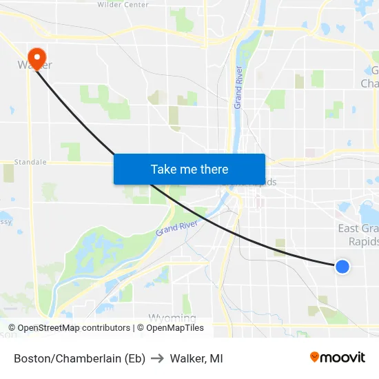 Boston/Chamberlain (Eb) to Walker, MI map