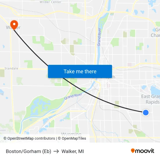 Boston/Gorham (Eb) to Walker, MI map