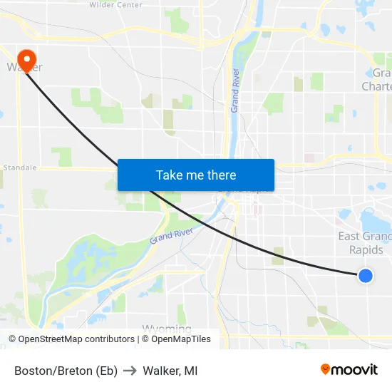 Boston/Breton (Eb) to Walker, MI map