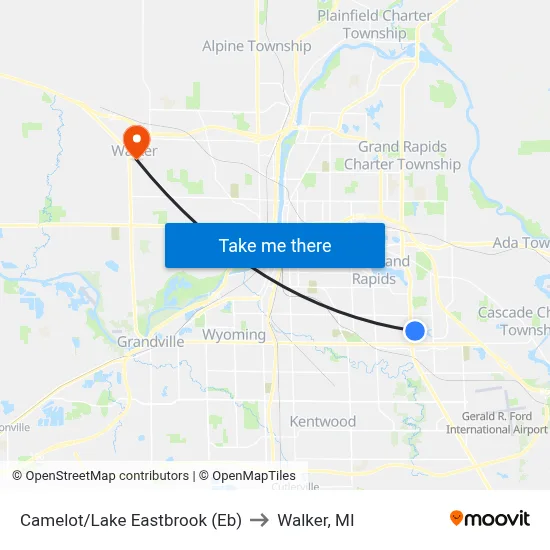 Camelot/Lake Eastbrook (Eb) to Walker, MI map