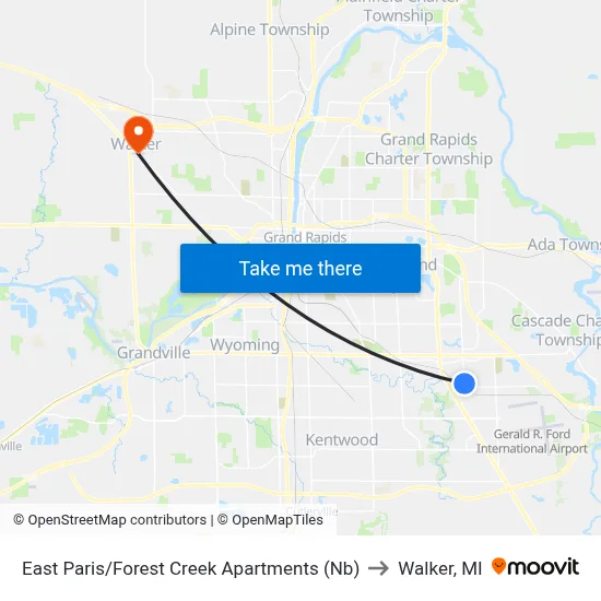 East Paris/Forest Creek Apartments (Nb) to Walker, MI map