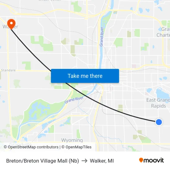 Breton/Breton Village Mall (Nb) to Walker, MI map