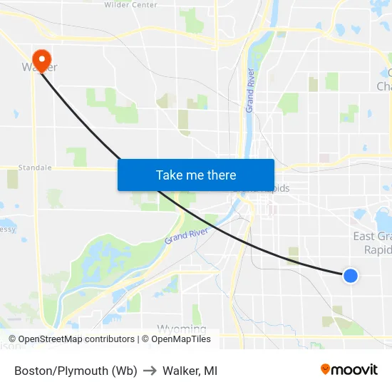 Boston/Plymouth (Wb) to Walker, MI map