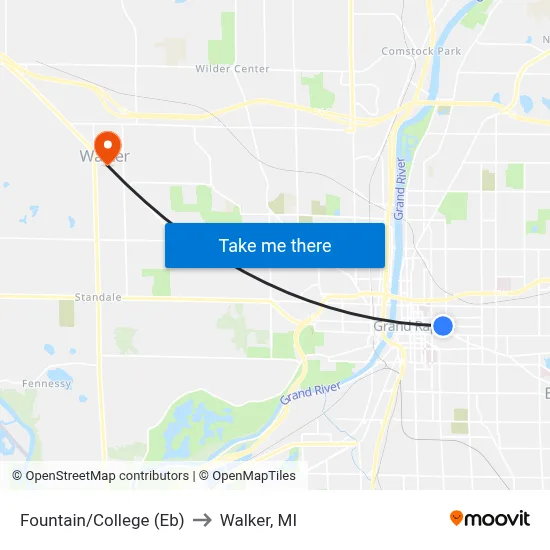 Fountain/College (Eb) to Walker, MI map
