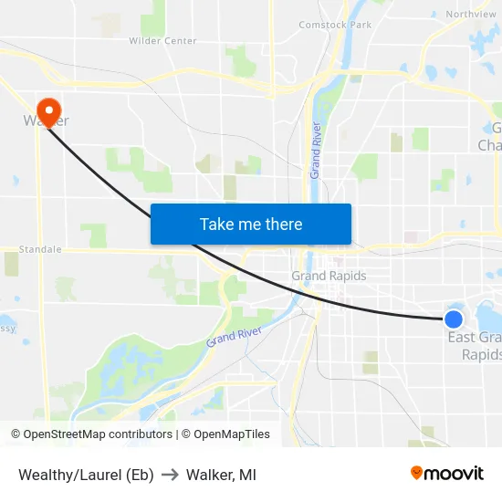 Wealthy/Laurel (Eb) to Walker, MI map