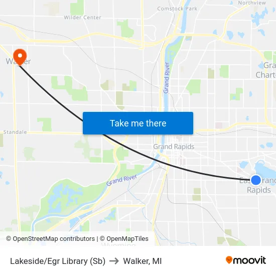 Lakeside/Egr Library (Sb) to Walker, MI map