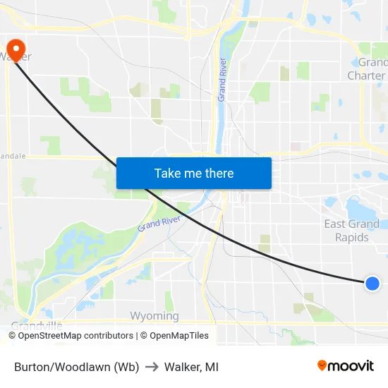 Burton/Woodlawn (Wb) to Walker, MI map