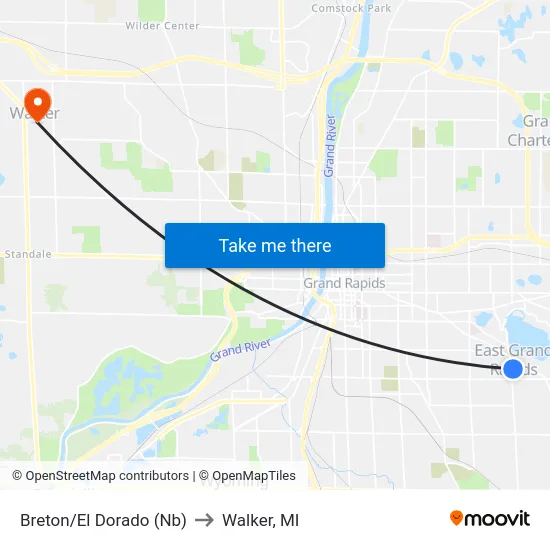 Breton/El Dorado (Nb) to Walker, MI map