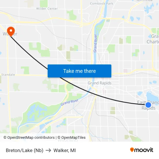 Breton/Lake (Nb) to Walker, MI map