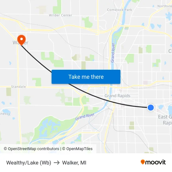 Wealthy/Lake (Wb) to Walker, MI map