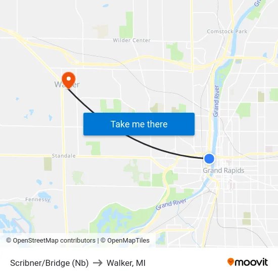 Scribner/Bridge (Nb) to Walker, MI map
