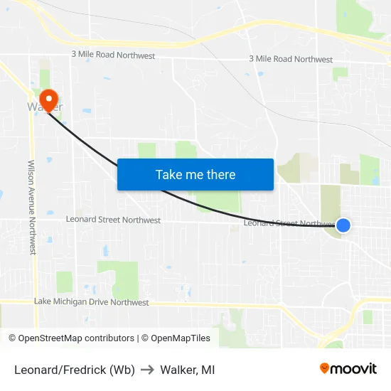 Leonard/Fredrick (Wb) to Walker, MI map