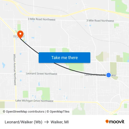 Leonard/Walker (Wb) to Walker, MI map