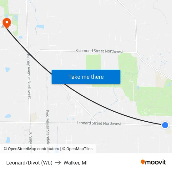 Leonard/Divot (Wb) to Walker, MI map