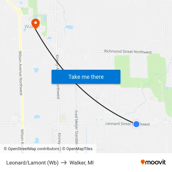 Leonard/Lamont (Wb) to Walker, MI map