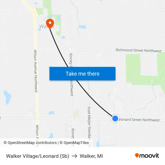 Walker Village/Leonard (Sb) to Walker, MI map