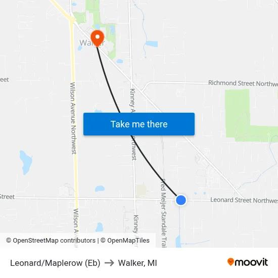 Leonard/Maplerow (Eb) to Walker, MI map