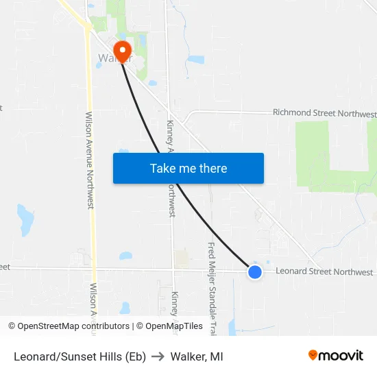 Leonard/Sunset Hills (Eb) to Walker, MI map