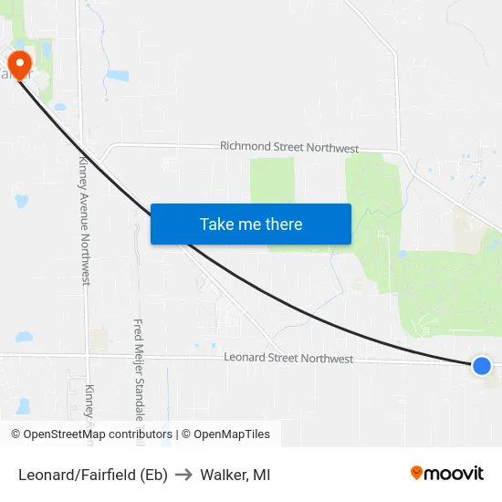 Leonard/Fairfield (Eb) to Walker, MI map