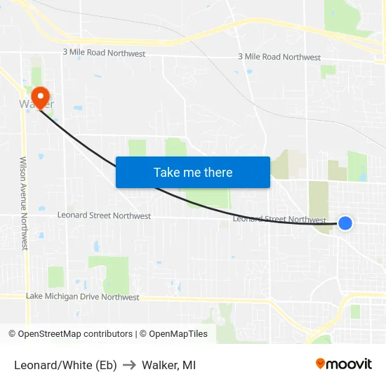 Leonard/White (Eb) to Walker, MI map