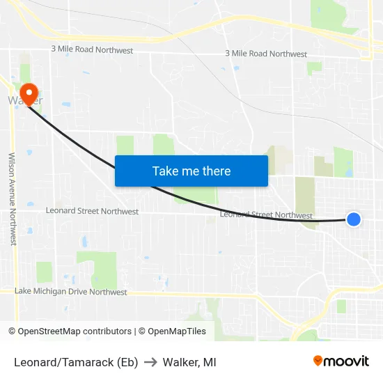 Leonard/Tamarack (Eb) to Walker, MI map
