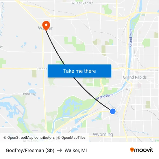 Godfrey/Freeman (Sb) to Walker, MI map