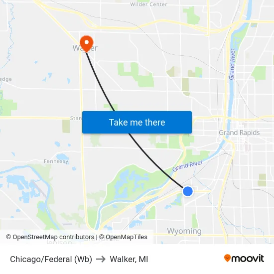 Chicago/Federal (Wb) to Walker, MI map