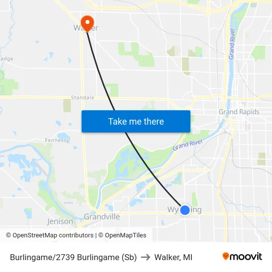 Burlingame/2739 Burlingame (Sb) to Walker, MI map