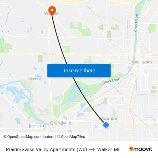 Prairie/Swiss Valley Apartments  (Wb) to Walker, MI map