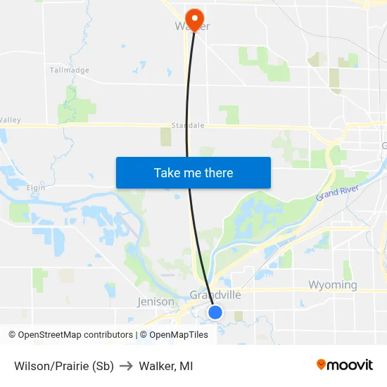 Wilson/Prairie (Sb) to Walker, MI map