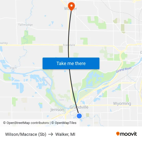 Wilson/Macrace (Sb) to Walker, MI map