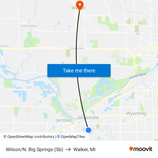 Wilson/N. Big Springs (Sb) to Walker, MI map