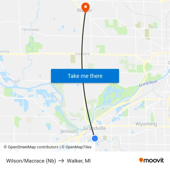 Wilson/Macrace (Nb) to Walker, MI map