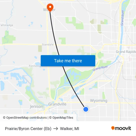 Prairie/Byron Center (Eb) to Walker, MI map