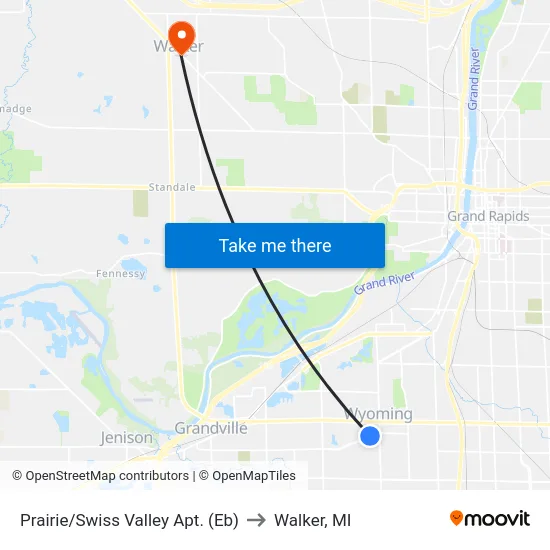 Prairie/Swiss Valley Apt. (Eb) to Walker, MI map