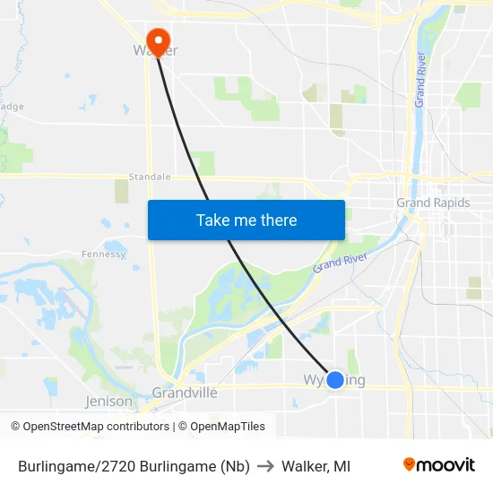 Burlingame/2720 Burlingame (Nb) to Walker, MI map