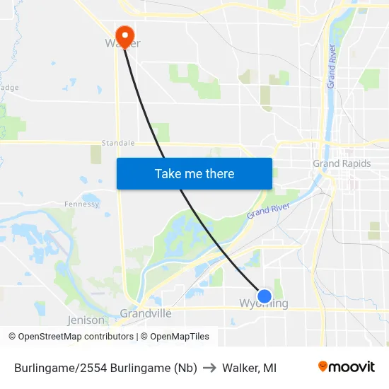 Burlingame/2554 Burlingame (Nb) to Walker, MI map