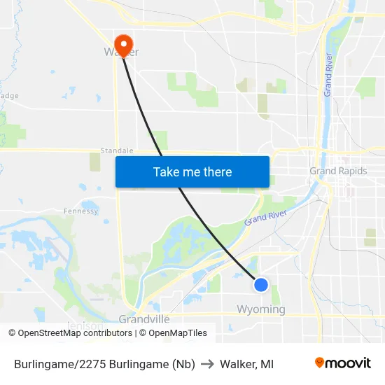 Burlingame/2275 Burlingame (Nb) to Walker, MI map