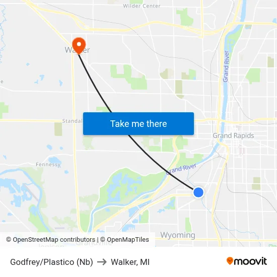 Godfrey/Plastico (Nb) to Walker, MI map