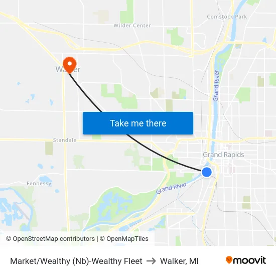 Market/Wealthy (Nb) to Walker, MI map
