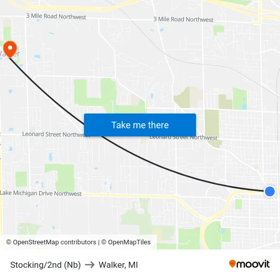 Stocking/2nd (Nb) to Walker, MI map