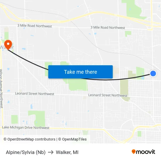 Alpine/Sylvia (Nb) to Walker, MI map